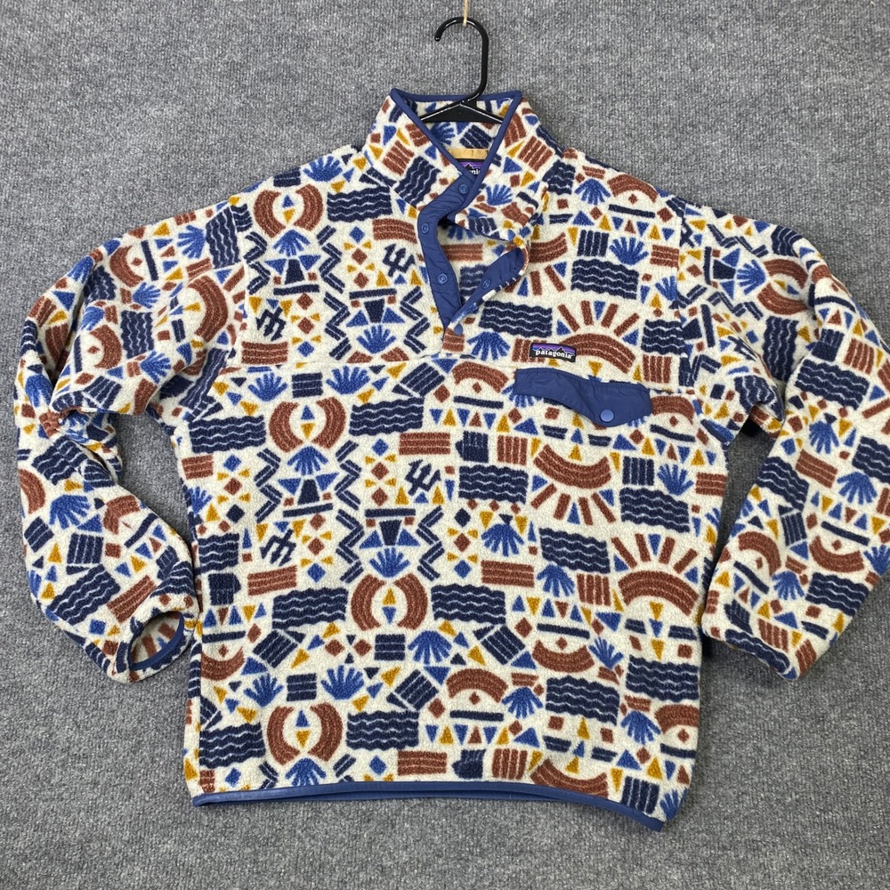 Patagonia Synchilla Snap-T Fleece Pullover Small Prism Oar AOP Tan 25580 FA19